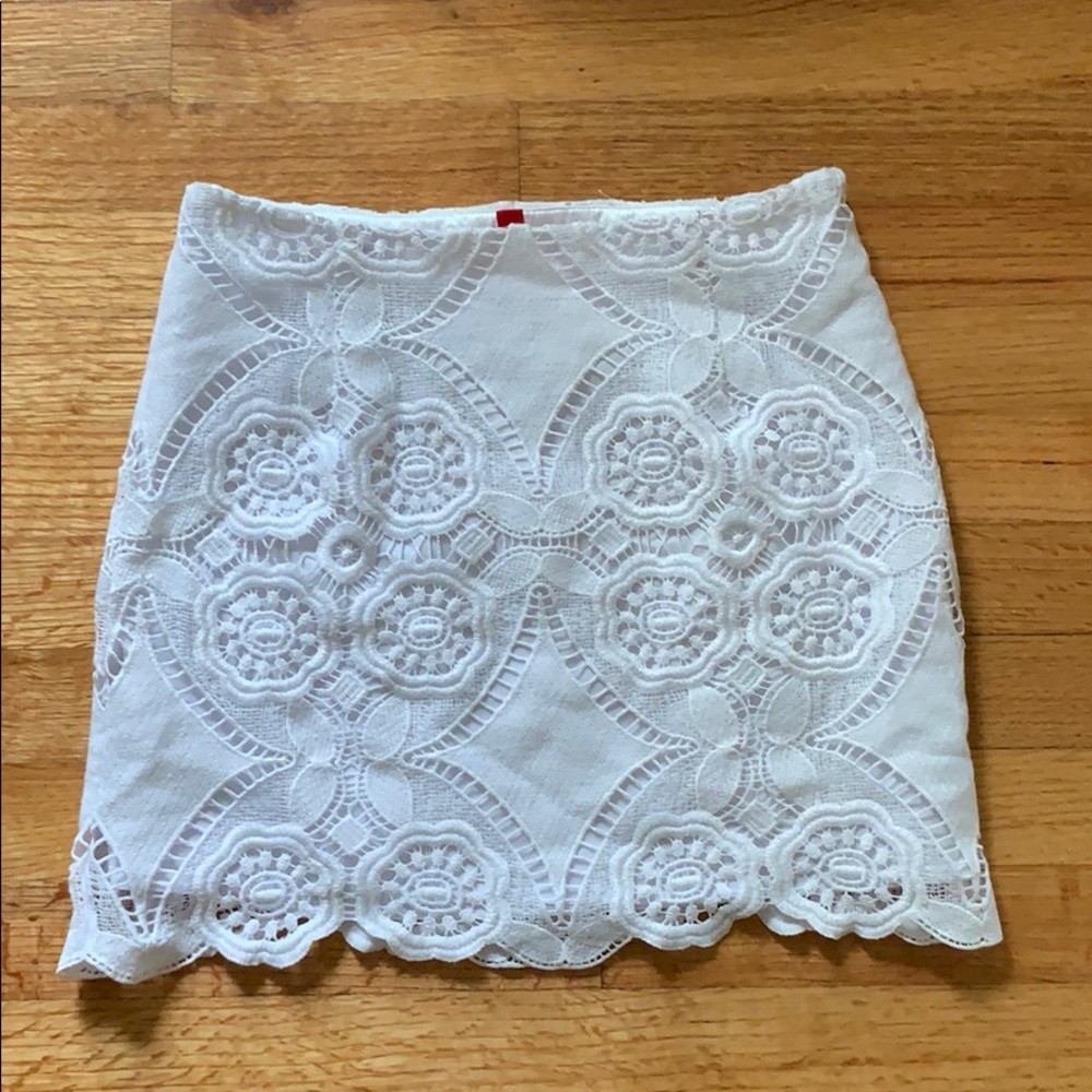 White lace skirt